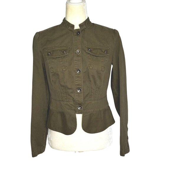 Faded Glory Jackets & Blazers - Vintage Military Jacket Olive Green Cotton Utility Y2K Fitted Style Size 6